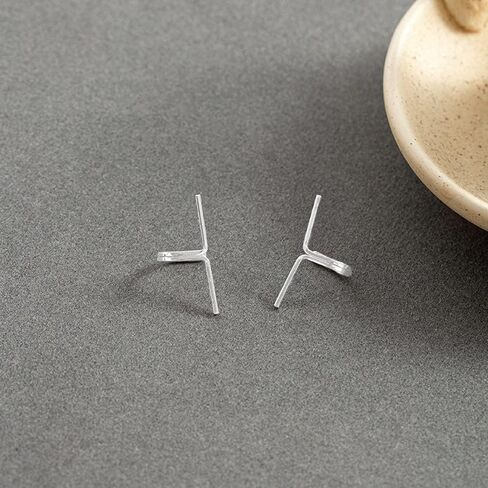 Simple Stick Cuff Earrings for Women Men Girls 925 Sterling Silver Wrap Cartilage Tragus No Piercing Wrap Ear Cuffs Minimalist T Bar Climber Crawler Earring Fashion Jewerly Gifts Hypoallergenic in Saudi Arabia