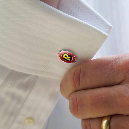 Batman Robin Logo Round Cufflink Set Silver Color in Saudi Arabia