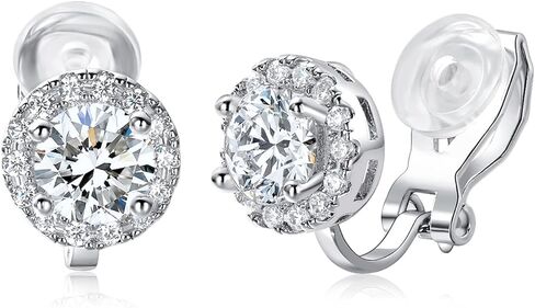 كليب على أقراط هالو مكعب زركونيا تشيكوسلوفاكيا مقلد الماس للنساء الرجال غير مثقوب هيبوالرجينيك للأذن الحساسة in Kuwait