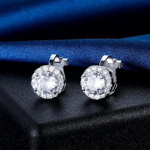 كليب على أقراط هالو مكعب زركونيا تشيكوسلوفاكيا مقلد الماس للنساء الرجال غير مثقوب هيبوالرجينيك للأذن الحساسة in Kuwait