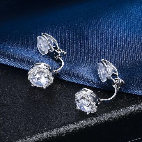 كليب على أقراط هالو مكعب زركونيا تشيكوسلوفاكيا مقلد الماس للنساء الرجال غير مثقوب هيبوالرجينيك للأذن الحساسة in Kuwait