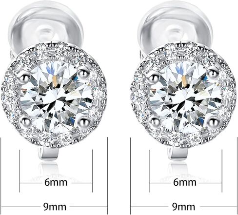 كليب على أقراط هالو مكعب زركونيا تشيكوسلوفاكيا مقلد الماس للنساء الرجال غير مثقوب هيبوالرجينيك للأذن الحساسة in Kuwait