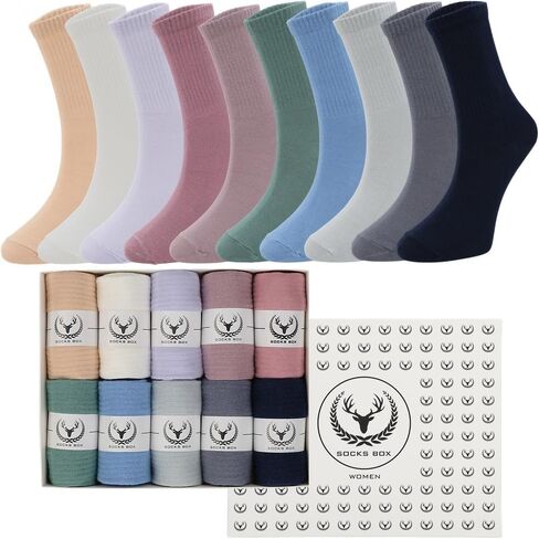 Women's Soft Cotton Breathable Thin Above Ankle Dress Socks with Gift Box (10 Pairs, Mixed) in Kuwait