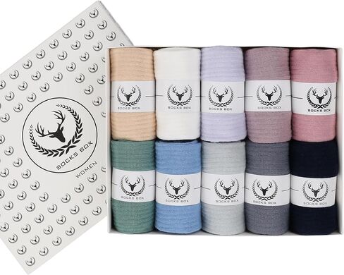 Women's Soft Cotton Breathable Thin Above Ankle Dress Socks with Gift Box (10 Pairs, Mixed) in Kuwait