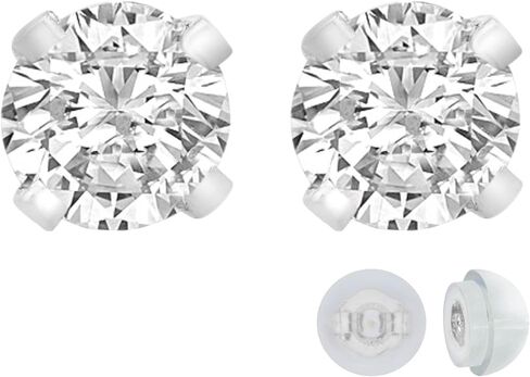 Diamond Earring Studs for Women and Men by SuperJeweler | 1/5 CT to ½ CT Diamonds | Sterling Silver, White or Yellow Gold Stud Earrings | Silicone Backs with Bonus Butterfly Backs in Saudi Arabia