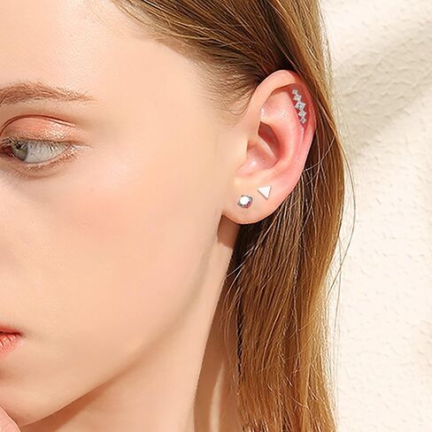 SAILIMUE 23 زوجًا من الأقراط الجراحية الفولاذية للنساء والرجال لا تسبب الحساسية أقراط الغضروف الصغيرة تشيكوسلوفاكيا أقراط الظهر المسطحة مجموعة الأطواق Tragus Daith Helix أقراط ثقب المجوهرات in Kuwait