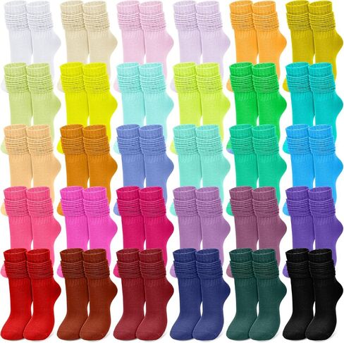 Suhine 32 Pairs Colorful Slouch Socks Long Scrunch Socks Cute Stack Socks for Women Teen Girls Child, 32 Colors in Saudi Arabia