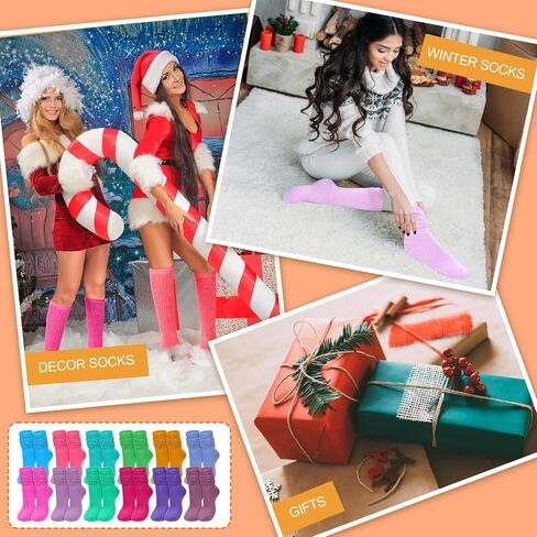 Suhine 32 Pairs Colorful Slouch Socks Long Scrunch Socks Cute Stack Socks for Women Teen Girls Child, 32 Colors in Saudi Arabia