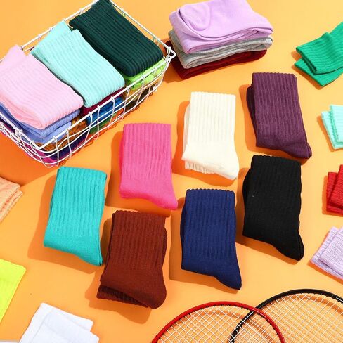 Suhine 32 Pairs Colorful Slouch Socks Long Scrunch Socks Cute Stack Socks for Women Teen Girls Child, 32 Colors in Saudi Arabia