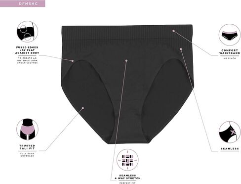 Bali Women's Comfort Revolution Modern Seamless Hi-Cut Underwear, No-Show Panties, 3-Pack in Kuwait