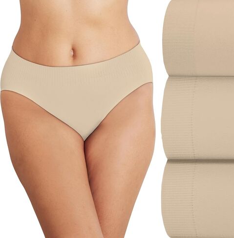 Bali Women's Comfort Revolution Modern Seamless Hi-Cut Underwear, No-Show Panties, 3-Pack in Kuwait