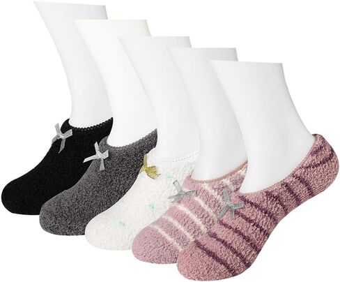 Slipper Socks Women Grippers Fuzzy Socks With Non Slip Cozy Winter Fuzzy Women Slippers Sock,Non Skid Fluffy Socks Hospital House Grips On Bottom Of Shoes Foot Soft Floor Sleeping Fuzzy Socks 5 Pairs in Kuwait
