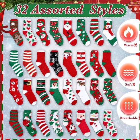 Taiyin 100 Pairs Christmas Fuzzy Socks Bulk Women Socks for Homeless Christmas Socks Bulk Fluffy Winter Warm Sock(Cute Style) in Saudi Arabia