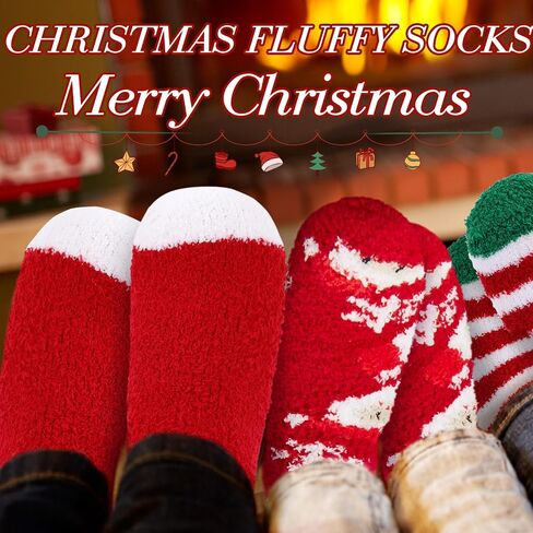 Taiyin 100 Pairs Christmas Fuzzy Socks Bulk Women Socks for Homeless Christmas Socks Bulk Fluffy Winter Warm Sock(Cute Style) in Saudi Arabia