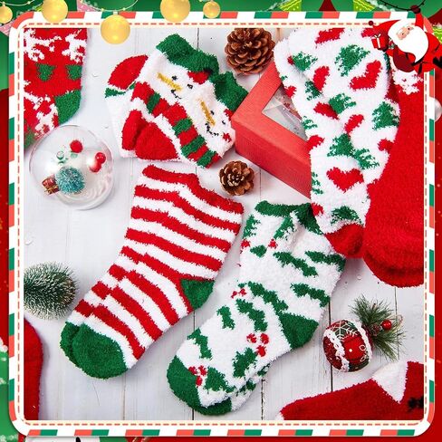 Taiyin 100 Pairs Christmas Fuzzy Socks Bulk Women Socks for Homeless Christmas Socks Bulk Fluffy Winter Warm Sock(Cute Style) in Saudi Arabia