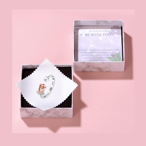 MOONMORY Rose Flower Rings Unique Heart Love Promise Ring - 925 Sterling Silver Adjustable Wrap Open Rings Wedding Engagement Valentines Day Jewelry Gift for Women Girls in Kuwait