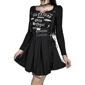 تنورة win2win Punk Goth، تنانير Y2k قوطية سوداء للنساء أو الفتيات المراهقات