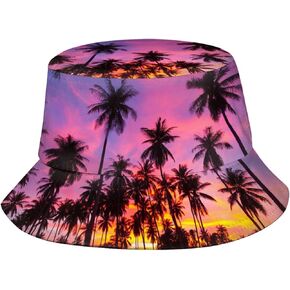 Tropical Summer Palm Tree Bucket Hat Summer Beach Sun Hat Packable Hawaii Fisherman Cap for Women Men Boys Girls in Kuwait