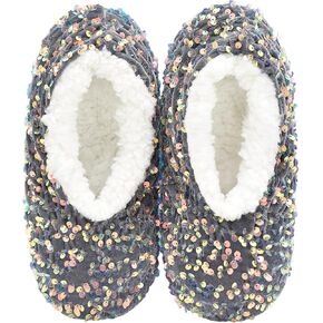 Panda Bros Womens Ballerina Sequin Slippers, Bling House Slippers With Grippers