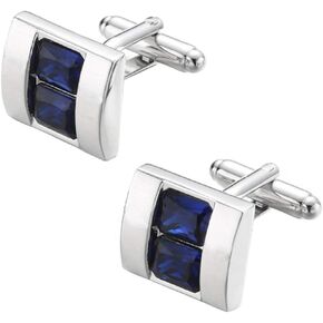 Rectangle Sapphire Blue Crystal Cufflinks Blue Crystal Gem stone Cuff links YW04u in Kuwait
