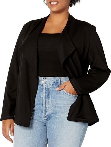Jones New York Women's Plus Size Drape Front Jacket-Jones Black in Kuwait