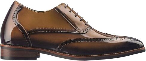 CALTO Men's Invisible Height Increasing Elevator Shoes - Patent Leather Lace-up Wing-tip Formal Oxfords - 3 Inches Taller in Kuwait