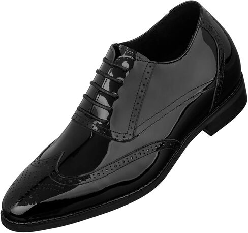 CALTO Men's Invisible Height Increasing Elevator Shoes - Patent Leather Lace-up Wing-tip Formal Oxfords - 3 Inches Taller in Saudi Arabia