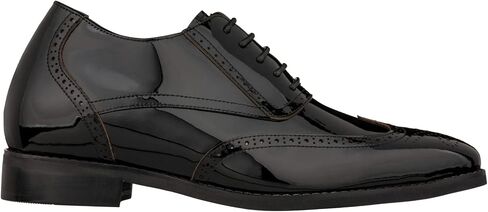CALTO Men's Invisible Height Increasing Elevator Shoes - Patent Leather Lace-up Wing-tip Formal Oxfords - 3 Inches Taller in Saudi Arabia