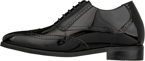 CALTO Men's Invisible Height Increasing Elevator Shoes - Patent Leather Lace-up Wing-tip Formal Oxfords - 3 Inches Taller in Saudi Arabia