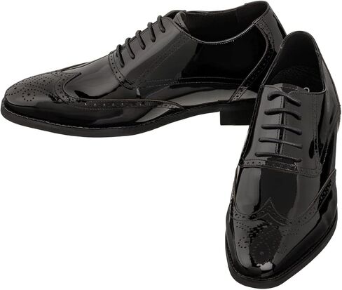CALTO Men's Invisible Height Increasing Elevator Shoes - Patent Leather Lace-up Wing-tip Formal Oxfords - 3 Inches Taller in Saudi Arabia