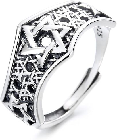 Shinkhis Star of David Ring 925 Sterling Sliver Adjustable Solitaire Ring Judaic Star Of David Jewelry Gift for Men Women Wife in Saudi Arabia