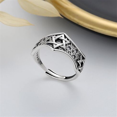 Shinkhis Star of David Ring 925 Sterling Sliver Adjustable Solitaire Ring Judaic Star Of David Jewelry Gift for Men Women Wife in Saudi Arabia