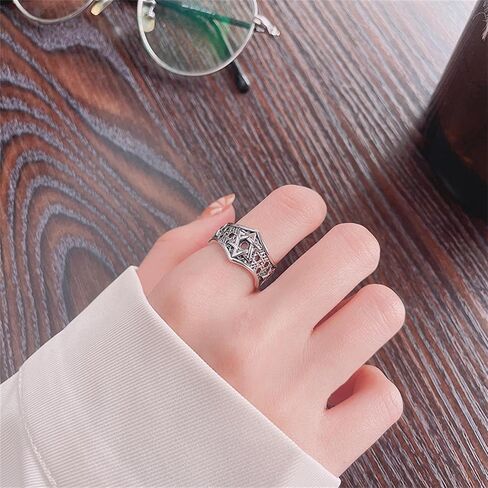Shinkhis Star of David Ring 925 Sterling Sliver Adjustable Solitaire Ring Judaic Star Of David Jewelry Gift for Men Women Wife in Saudi Arabia
