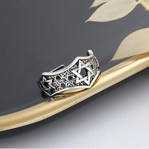 Shinkhis Star of David Ring 925 Sterling Sliver Adjustable Solitaire Ring Judaic Star Of David Jewelry Gift for Men Women Wife in Saudi Arabia