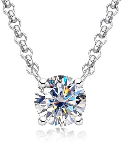 2.0-3.0 قيراط D اللون مويسانيتي قلادة قلادة للنساء D اللون VVS1 جولة قطع أربعة مخلب مختبر الماس 18K الذهب مطلي قلادة فضية مع شهادة in Kuwait