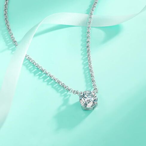 2.0-3.0 قيراط D اللون مويسانيتي قلادة قلادة للنساء D اللون VVS1 جولة قطع أربعة مخلب مختبر الماس 18K الذهب مطلي قلادة فضية مع شهادة in Kuwait