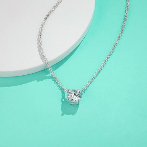 2.0-3.0 قيراط D اللون مويسانيتي قلادة قلادة للنساء D اللون VVS1 جولة قطع أربعة مخلب مختبر الماس 18K الذهب مطلي قلادة فضية مع شهادة in Kuwait