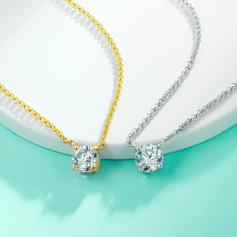 2.0-3.0 قيراط D اللون مويسانيتي قلادة قلادة للنساء D اللون VVS1 جولة قطع أربعة مخلب مختبر الماس 18K الذهب مطلي قلادة فضية مع شهادة in Kuwait