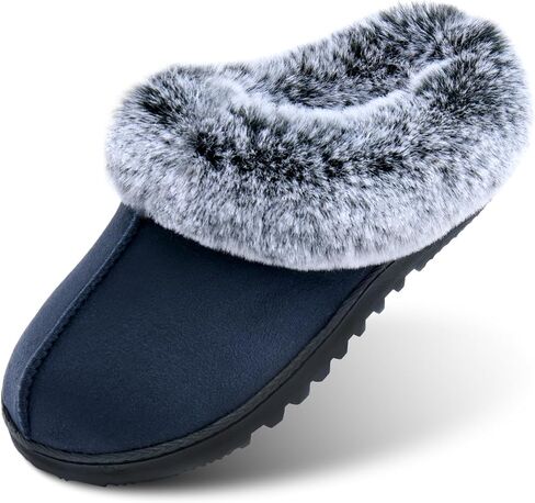 Womens Slippers with Memory Foam,Winter House Slippers for Women with Warm Faux Fur Collar,Cozy Slip-on Bedroom Indoor Shoes in Saudi Arabia