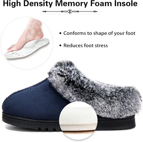 Womens Slippers with Memory Foam,Winter House Slippers for Women with Warm Faux Fur Collar,Cozy Slip-on Bedroom Indoor Shoes in Saudi Arabia
