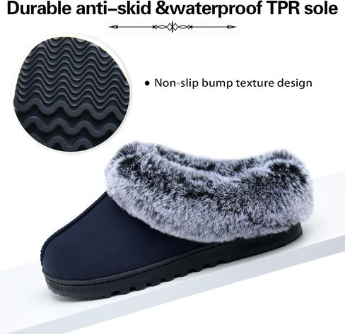 Womens Slippers with Memory Foam,Winter House Slippers for Women with Warm Faux Fur Collar,Cozy Slip-on Bedroom Indoor Shoes in Saudi Arabia