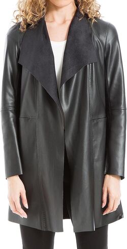 Max Studio Women's Faux Leatherette Long Jacket in Saudi Arabia