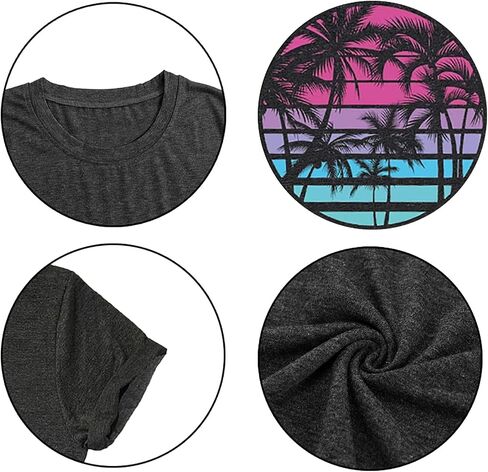 Hawaiian Shirts for Women Palm Trees Graphic Tees Summer Beach Vacation Tops Short Sleeve Casual Tshirt in Saudi Arabia