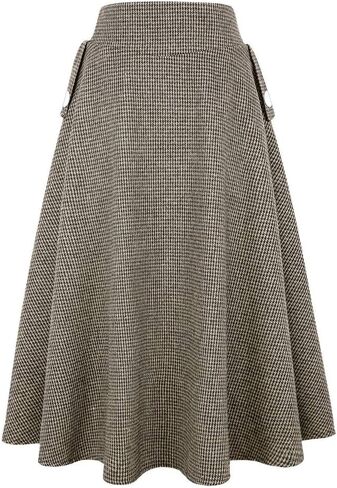Ylingjun Warm Long Wool Skirt for Womens Winter Fall Elastic High Waisted A Line Flared Pleated Wool Skirts in Saudi Arabia