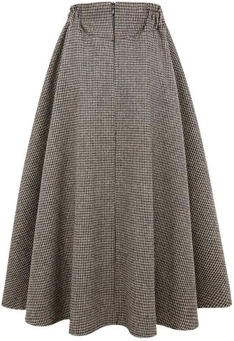 Ylingjun Warm Long Wool Skirt for Womens Winter Fall Elastic High Waisted A Line Flared Pleated Wool Skirts in Saudi Arabia