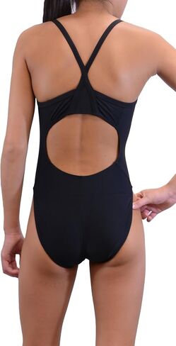 Adoretex Women's Solid Narrow Back Swimsuit, Black, 28 in Saudi Arabia