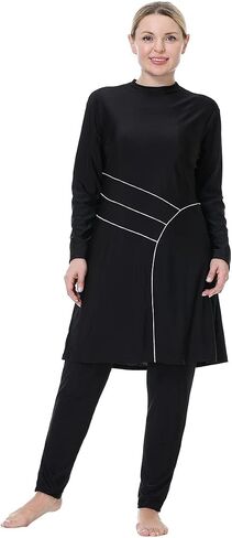 حجم كبير المايوه مسلم للنساء بوركيني متواضع ملابس السباحة غطاء كامل السراويل الحجاب الإسلامي ثوب السباحة in Kuwait