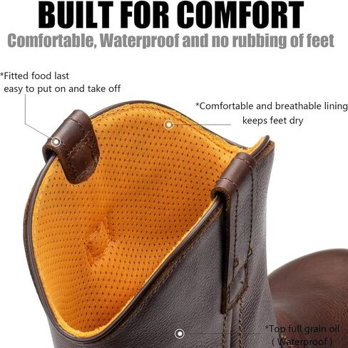 شورواي حذاء ويلينغتون للرجال بمقدمة من الستيل مقاوم للماء ومصنوع من الجلد المحبب بالكامل، حذاء عمل سهل الارتداء ومتين ومريح ومقاوم للزيت والانزلاق in Kuwait