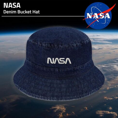 Concept One NASA Logo Bucket Hat, Packable Travel Hat, Wide Brim Summer Hat, Denim, Small/Medium in Saudi Arabia