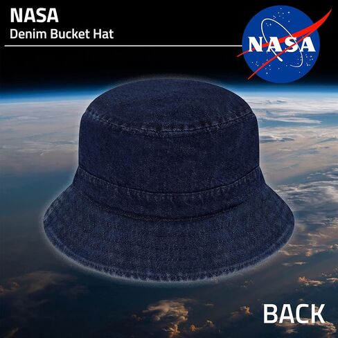 Concept One NASA Logo Bucket Hat, Packable Travel Hat, Wide Brim Summer Hat, Denim, Small/Medium in Saudi Arabia